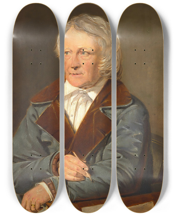 Triptych art skateboard deck of Christian Albrecht Jensen Portrt Af Bertel Thorvaldsen by Christian Albrecht Jensen (1792-1870)