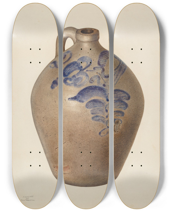 Triptych art skateboard deck of Sara Garfinkel Jug by Sara Garfinkel