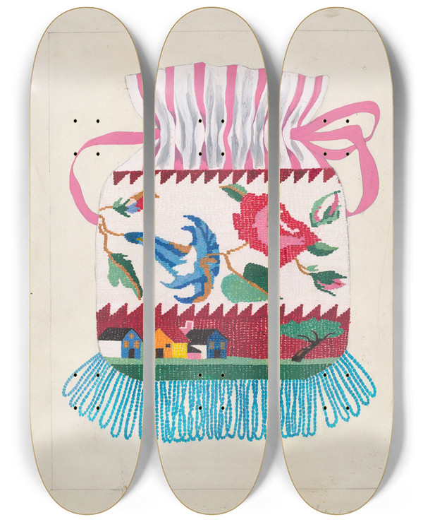 Triptych art skateboard deck of Mabel Ritter Purse_1 by Mabel Ritter