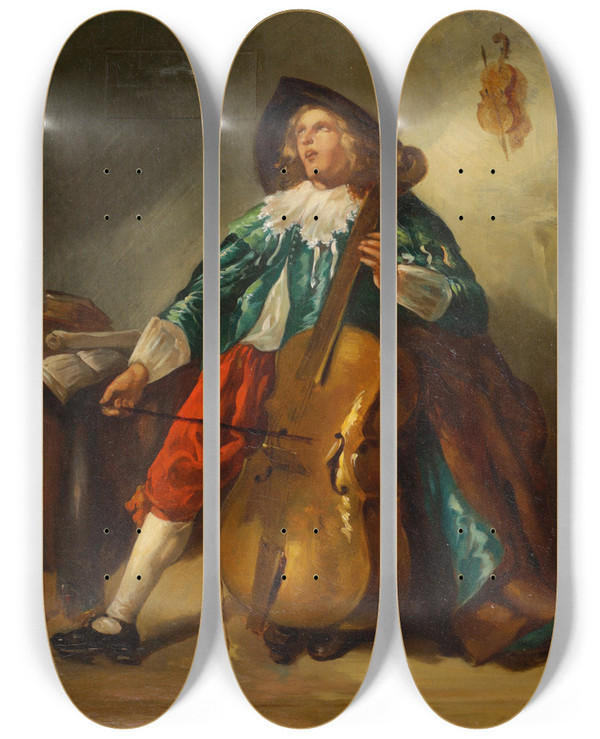 Triptych art skateboard deck of Hans Canon Das Solo by Hans Canon (1829-1885)