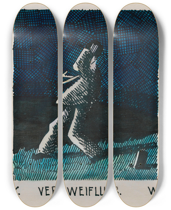 Triptych art skateboard deck of Karl Wiener Verzweiflung_1 by Karl Wiener (1901-1949)