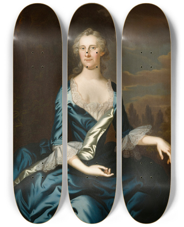 Triptych art skateboard deck of John Wollaston Mrs Charles Carroll Of Annapolis by John Wollaston (1742-1775)