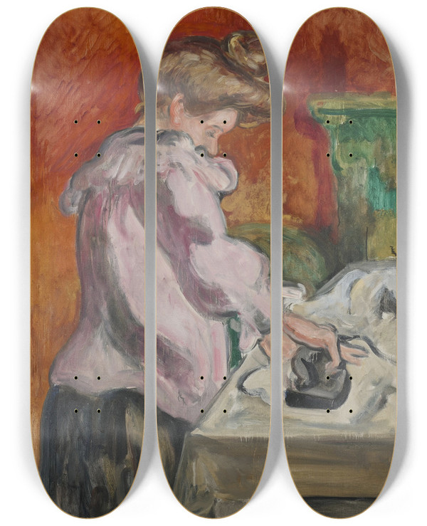 Triptych art skateboard deck of Louis Valtat La Repasseuse by Louis Valtat (1869-1952)