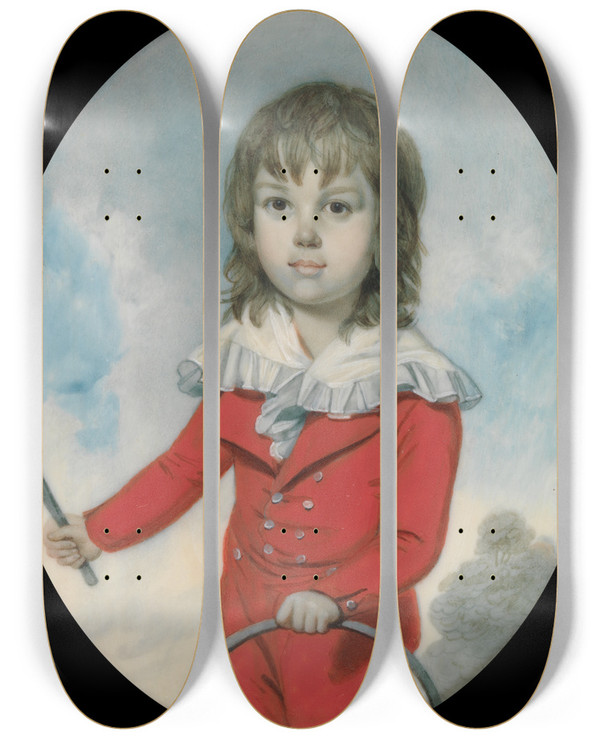 Triptych art skateboard deck of Richard Crosse Joseph De Lautour by Richard Crosse (1742-1810)