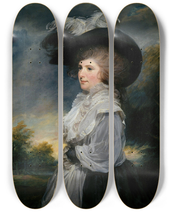 Triptych art skateboard deck of Sir William Beechey Portrait Of Mary Constance by Sir William Beechey (1753-1839)