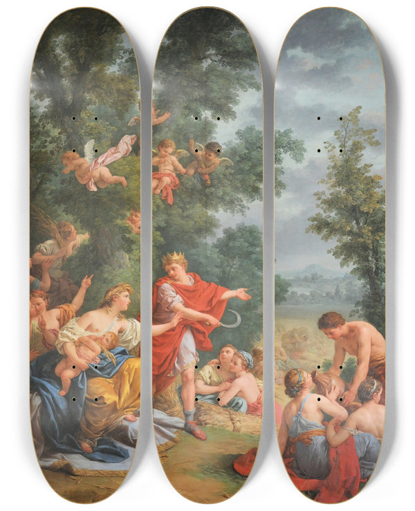 Triptych art skateboard deck of Louisjeanfranois Lagrene Crs Ou Lagriculture by Louis-Jean-Franois Lagrene (1724-1805)