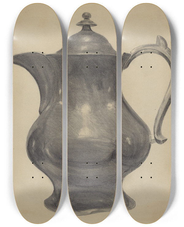 Triptych art skateboard deck of Charles Cullen Pewter Pitcher_2 by Charles Cullen (20-)