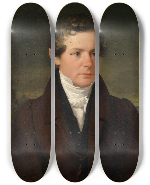 Triptych art skateboard deck of Friedrich Von Amerling Bildnis Dr Stephan Schroff by Friedrich Von Amerling (1803-1887)