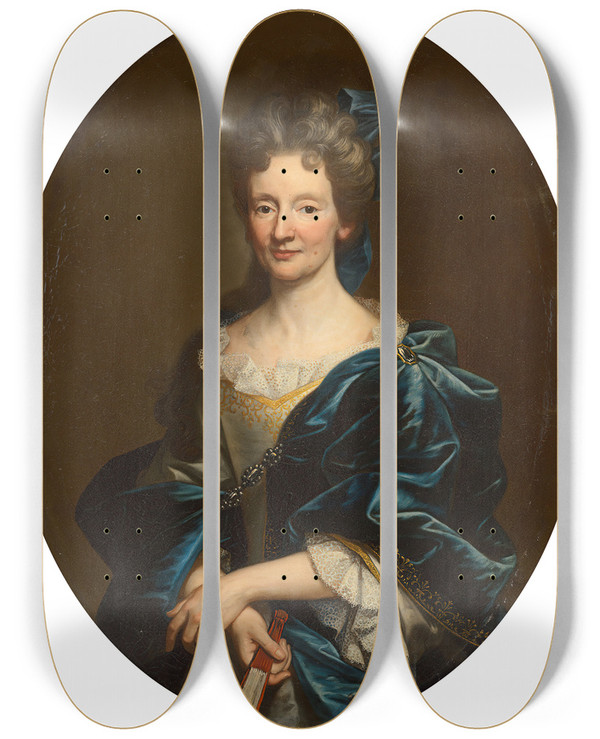 Triptych art skateboard deck of Giovanni Maria Delle Piane Portrait Of A Lady by Giovanni Maria delle Piane (1660-1745)