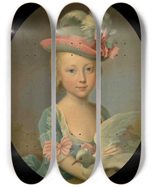 Triptych art skateboard deck of Johann Heinrich Tischbein The Elder Portrait Of A Young Girl Said To Behelene Amelie Madeline Molz 17731777 by Johann Heinrich Wilhelm Tischbein (1722-1789)