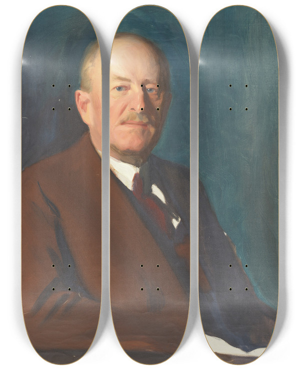Triptych art skateboard deck of Bernhard Sterman Sketch Baron Silfverskild by Bernhard Osterman (1870-1938)