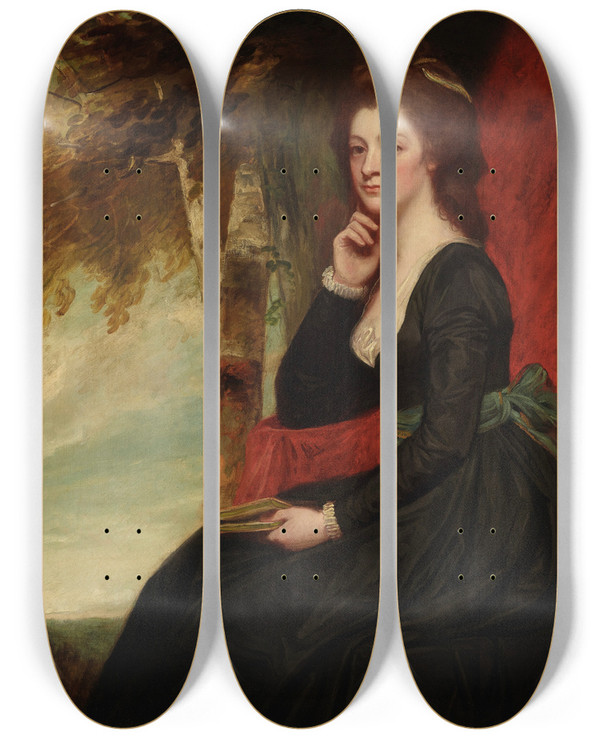 Triptych art skateboard deck of George Romney Portrait Of A Lady Traditionally Identified As Anne Countess Of Clare by George Romney (1734-1802)