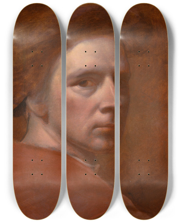 Triptych art skateboard deck of George Richmond Selfportrait_2 by George Richmond (1809-1896)