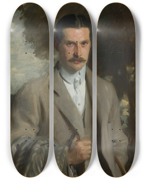 Triptych art skateboard deck of John Singer Sargent John Ridgely Carter by John Singer Sargent (1856-1925)