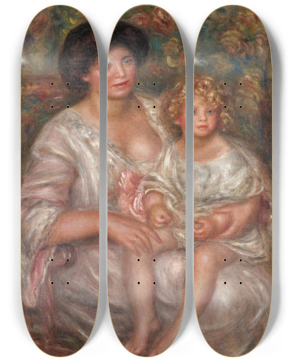 Triptych art skateboard deck of Pierreauguste Renoir Mre Et Enfant Mother And Child by Pierre-Auguste Renoir (1841-1919)