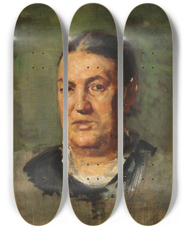 Triptych art skateboard deck of Sophie Holten Portrt Af Madam Ulleblle by Sophie Holten (1858-1930)