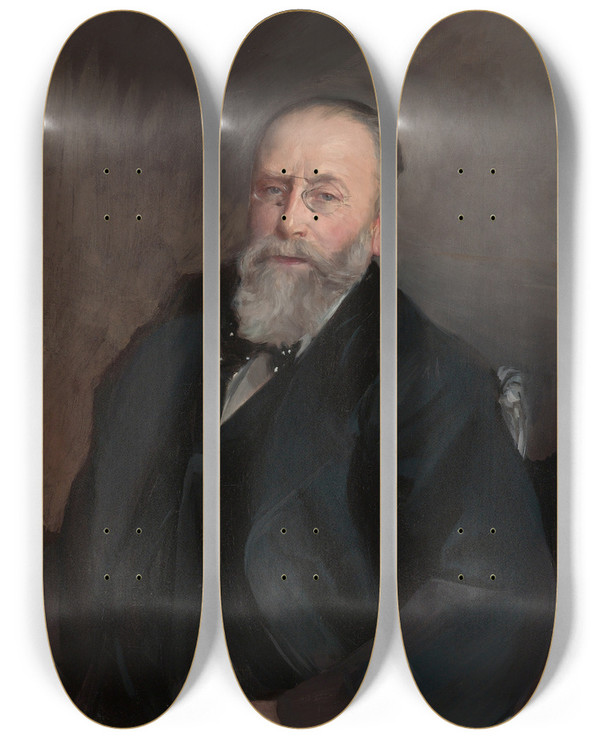 Triptych art skateboard deck of Giovanni Boldini Portrait Of Baron De Rothschild by Giovanni Boldini (1842-1931)