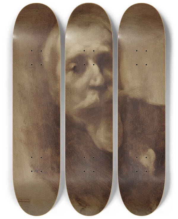 Triptych art skateboard deck of Eugne Carriere Portrait Danatole France 18441924 Crivain by Eugene Carriere (1849-1906)