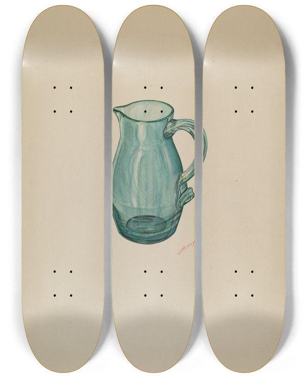 Triptych art skateboard deck of Joseph Mitry Pitcher_2 by Joseph Mitry