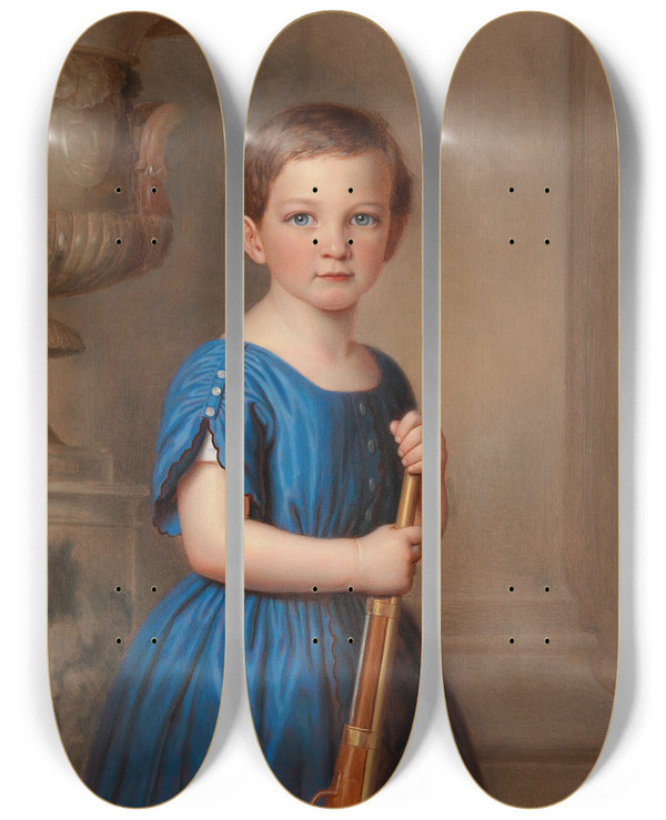 Triptych art skateboard deck of Joseph Weidner Portrait Of A Young Male Member Of The Clemens Bachofen Von Echt Family by Joseph Weidner (1801-1871)