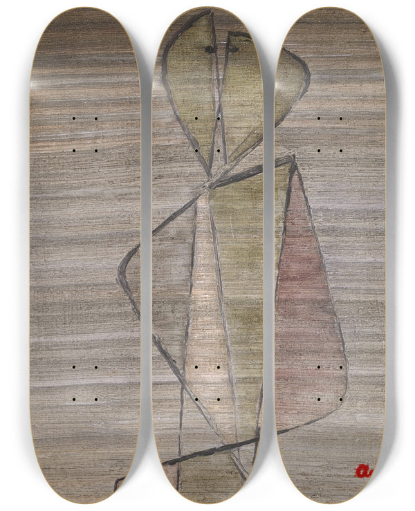 Triptych art skateboard deck of Jankel Adler The Kiss by Jankel Adler (1895-1949)