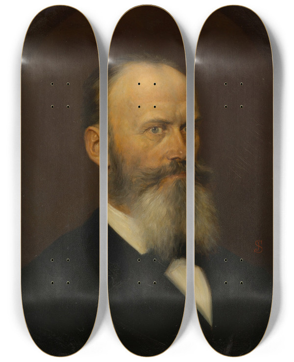 Triptych art skateboard deck of Julius Schmid Friedrich Frh V Schmidt Architekt by Julius Schmid (1854-1935)