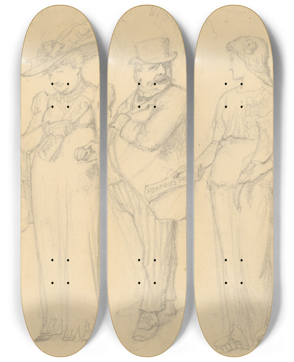 Triptych art skateboard deck of Sir John Tenniel Stephen Grover Cleveland by Sir John Tenniel (1820-1914)