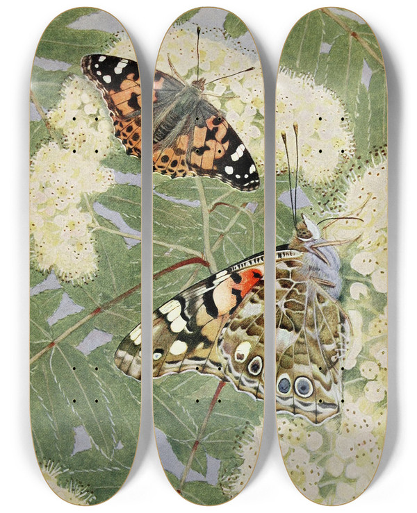 Triptych art skateboard deck of Paulandre Robert La Belledame by Paul-Andre Robert (1901-1977)