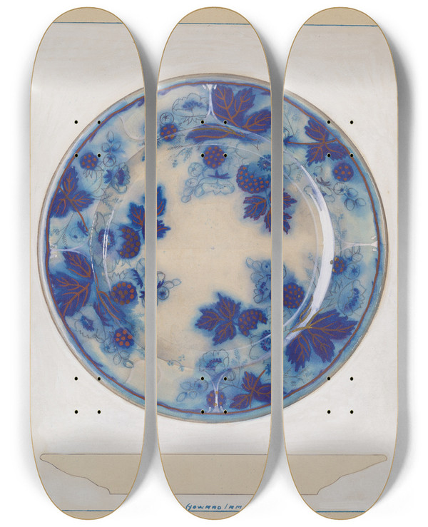 Triptych art skateboard deck of J Howard Iams Plate_1 by J Howard Iams (20-)