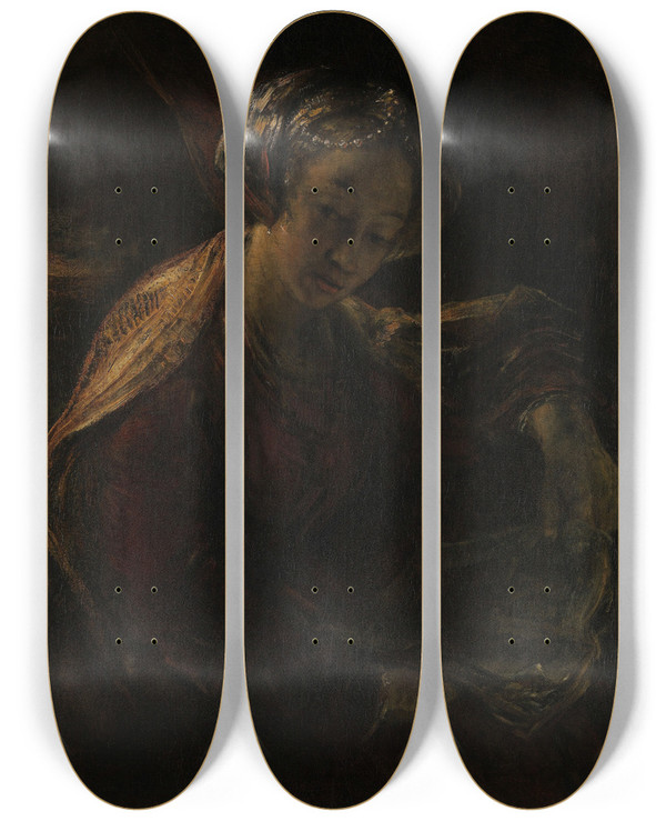 Triptych art skateboard deck of Willem Drost The Sibyl by Willem Drost (1633-1659)