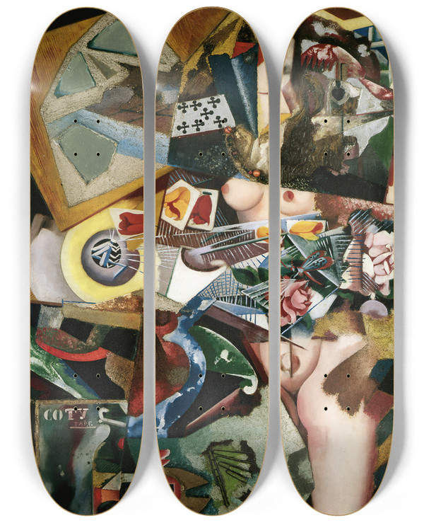 Triptych art skateboard deck of Amadeo De Souzacardoso Untitled Coty by Amadeo de Souza-Cardoso (1887-1918)