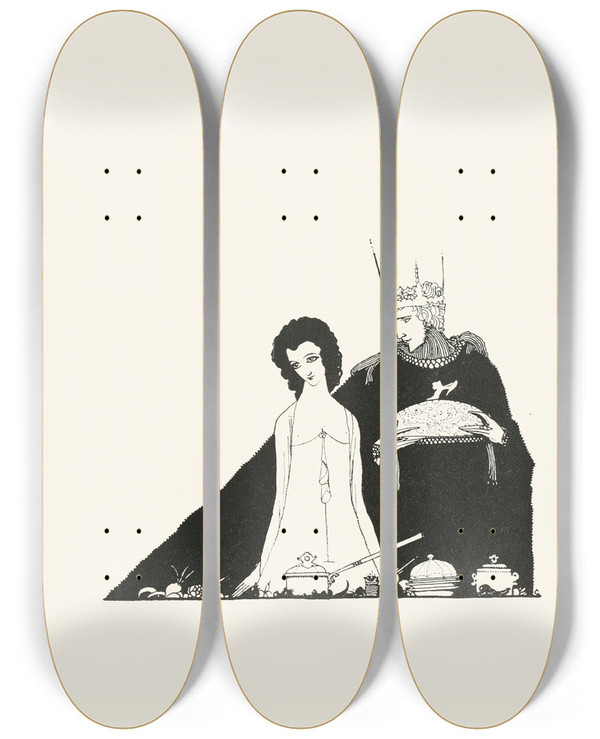 Triptych art skateboard deck of Harry Clarke The Little Glass Slipper by Harry Clarke (1889-1931)