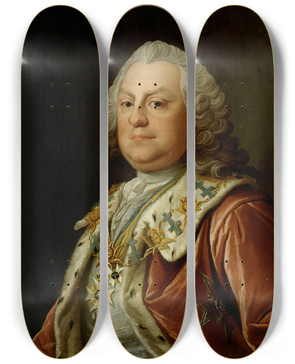 Triptych art skateboard deck of Olof Arenius Baron Nils Palmstjerna by Olof Arenius (1701-1766)