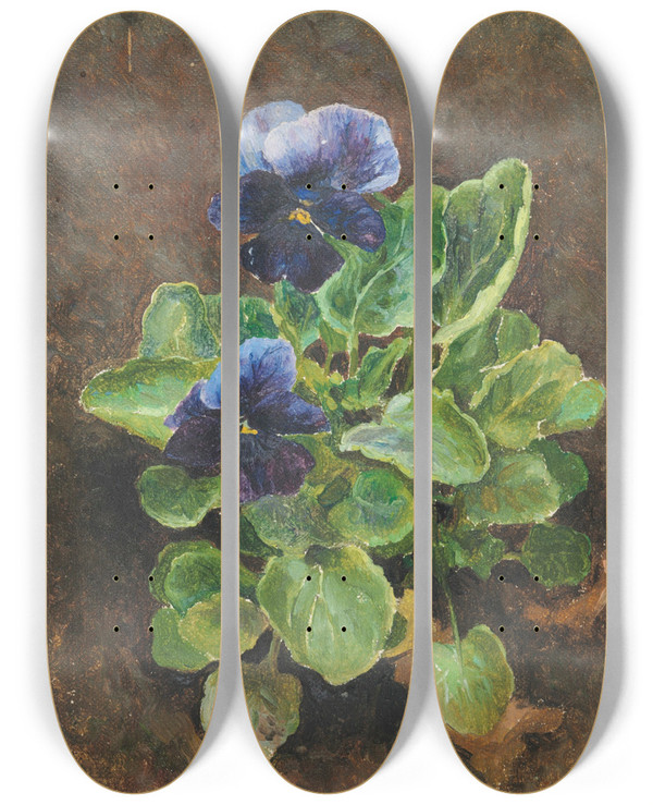 Triptych art skateboard deck of Maria Yakunchikova Flower Study_2 by Maria Yakunchikova (1870-1902)