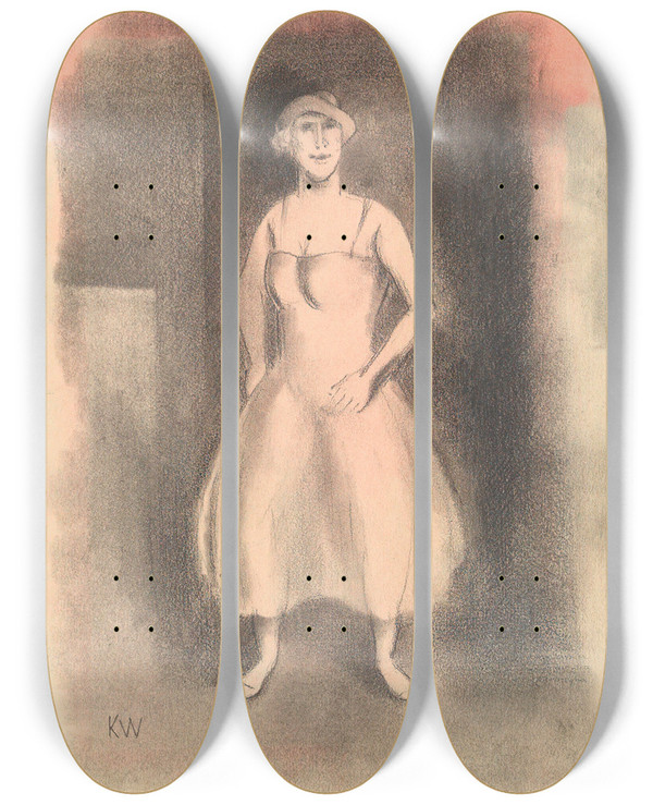 Triptych art skateboard deck of Karl Wiener Vom Kabarett by Karl Wiener (1901-1949)