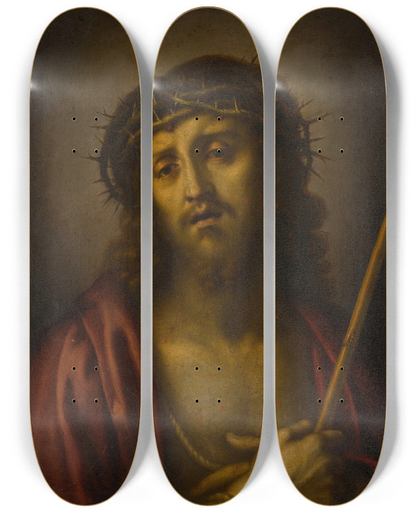 Triptych art skateboard deck of Florentine School Christ As The Man Of Sorrows by Florentine School