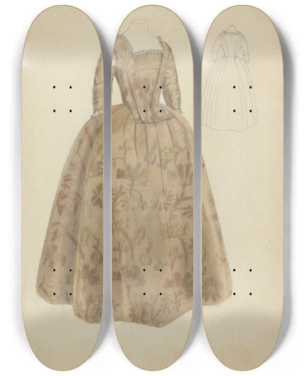 Triptych art skateboard deck of Bessie Forman Wedding Dress_2 by Bessie Forman