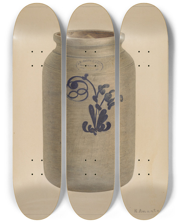 Triptych art skateboard deck of Nicholas Amantea Cookie Jar With Cover_2 by Nicholas Amantea (1900-1978)
