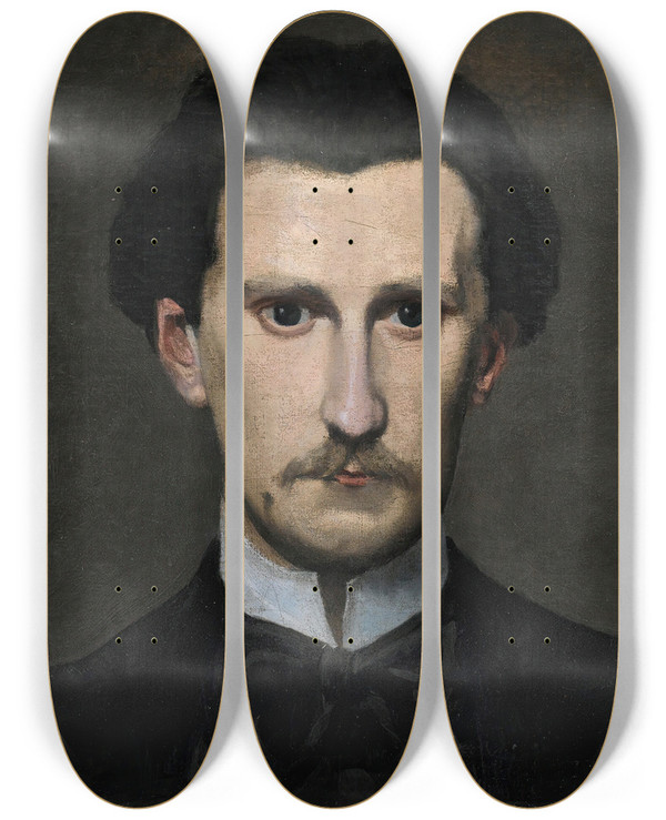 Triptych art skateboard deck of Frdric Bazille Fragment Du Portrait Dedmond Maitre by Frederic Bazille (1841-1870)