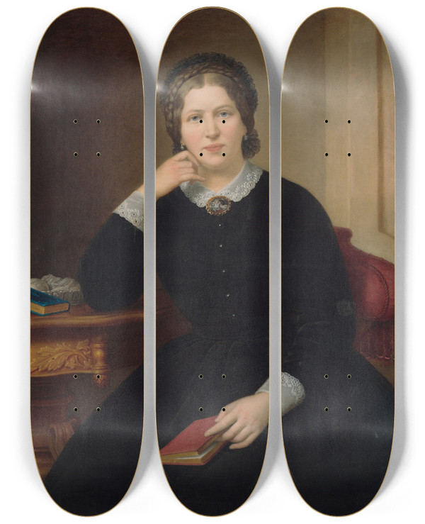 Triptych art skateboard deck of Mikls Barabs Portrait Of Sidnia Prhradn by Miklos Barabas (1810-1898)