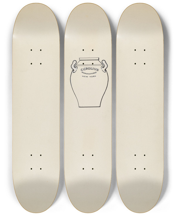 Triptych art skateboard deck of Charles Caseau Jar_14 by Charles Caseau (1880)