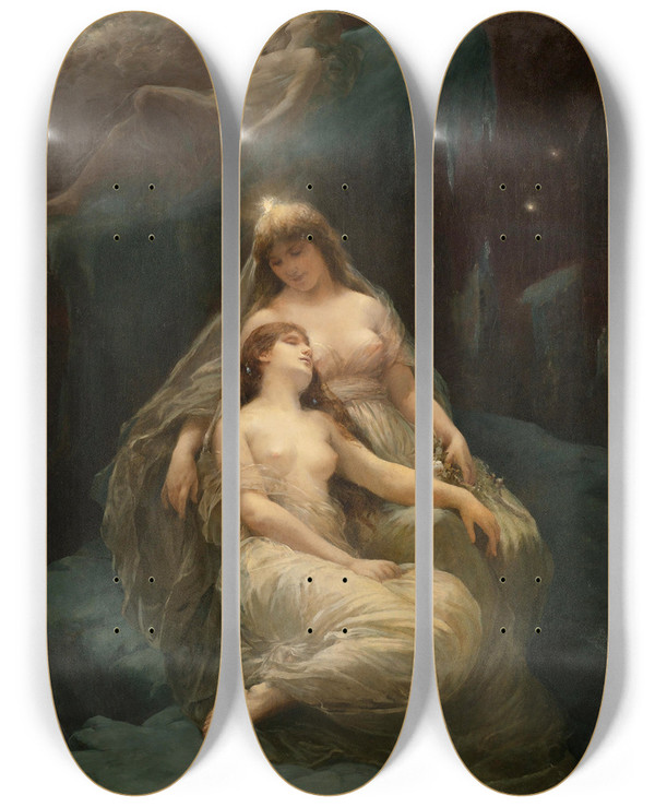 Triptych art skateboard deck of Wilhelm Kray Winter by Wilhelm Kray (1828-1889)