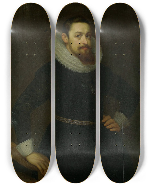 Triptych art skateboard deck of Gortzius Geldorp Jeremias Boudinois by Gortzius Geldorp (1553-1618)