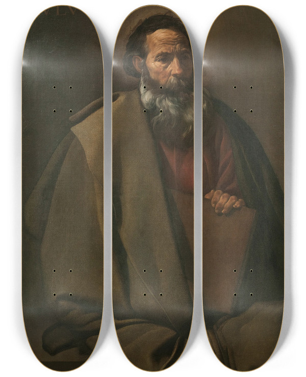Triptych art skateboard deck of Diego Velzquez Saint Paul by Diego Velazquez (1599-1660)