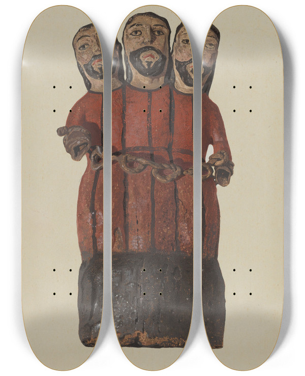 Triptych art skateboard deck of Ranka S Woods Santo by Ranka S Woods