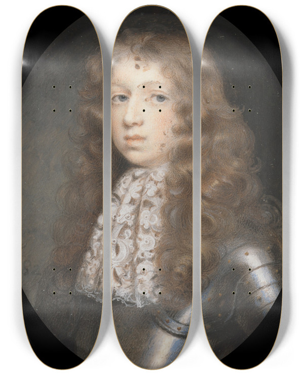 Triptych art skateboard deck of Lawrence Crosse Colonel James Griffin Aged 15 by Lawrence Crosse