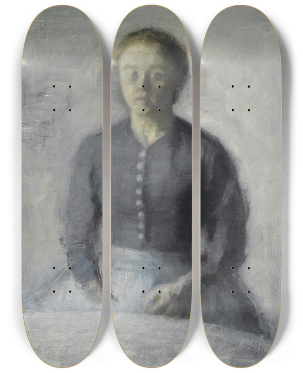 Triptych art skateboard deck of Vilhelm Hammershi Portrt Af Ida Portrait Of Ida by Vilhelm Hammershoi (1864-1916)