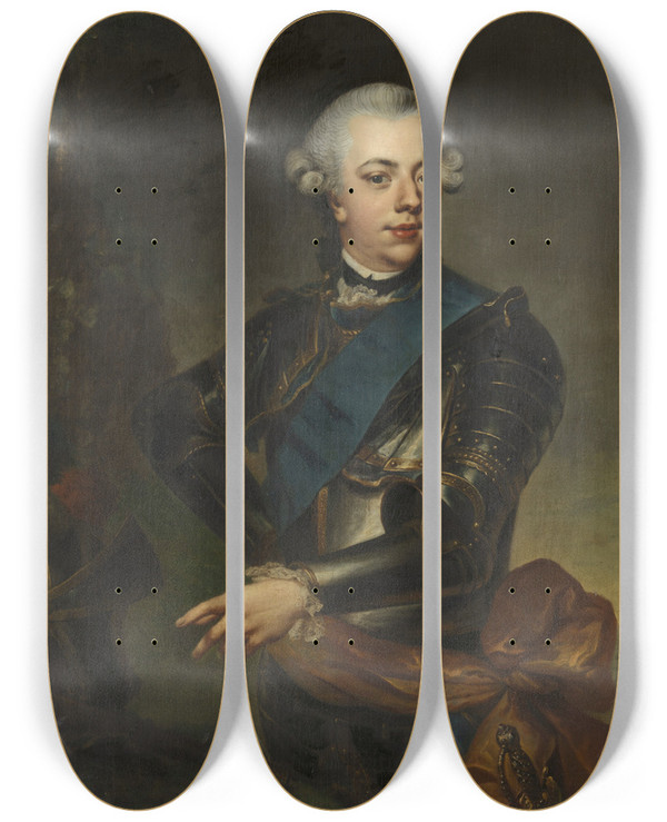 Triptych art skateboard deck of Johann Georg Ziesenis Willem V 17481806 Prins Van Oranjenassau by Johann Georg Ziesenis (1716-1776)
