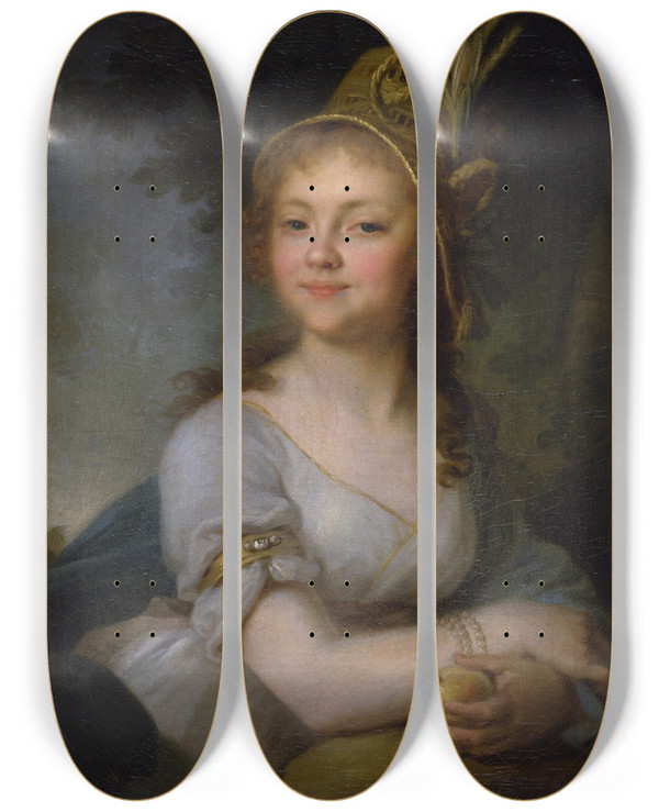 Triptych art skateboard deck of Vladimir Borovikovsky Portrait Of Ekaterina Arsenieva by Vladimir Borovikovsky (1757-1825)
