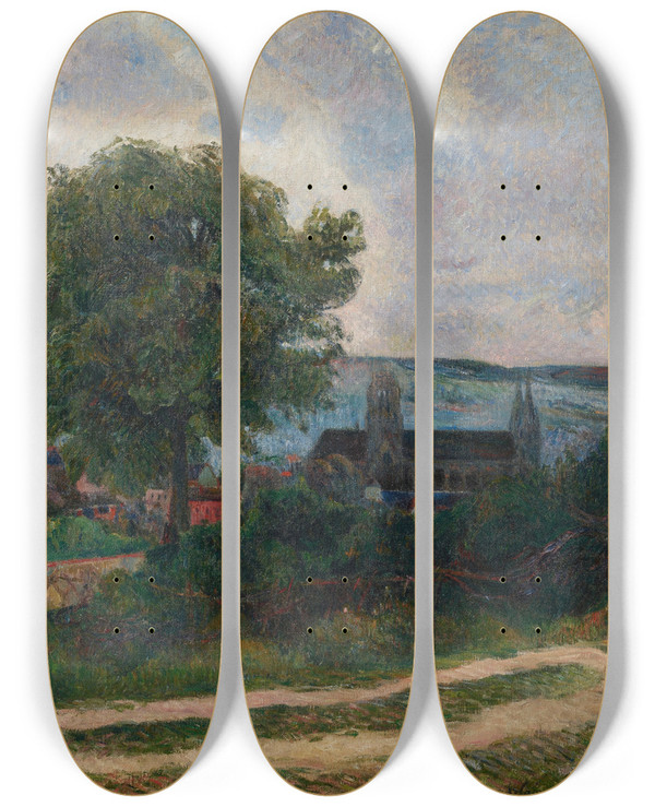 Triptych art skateboard deck of Paul Gauguin Rouen Lglise Saintouen by Paul Gauguin (1848-1903)